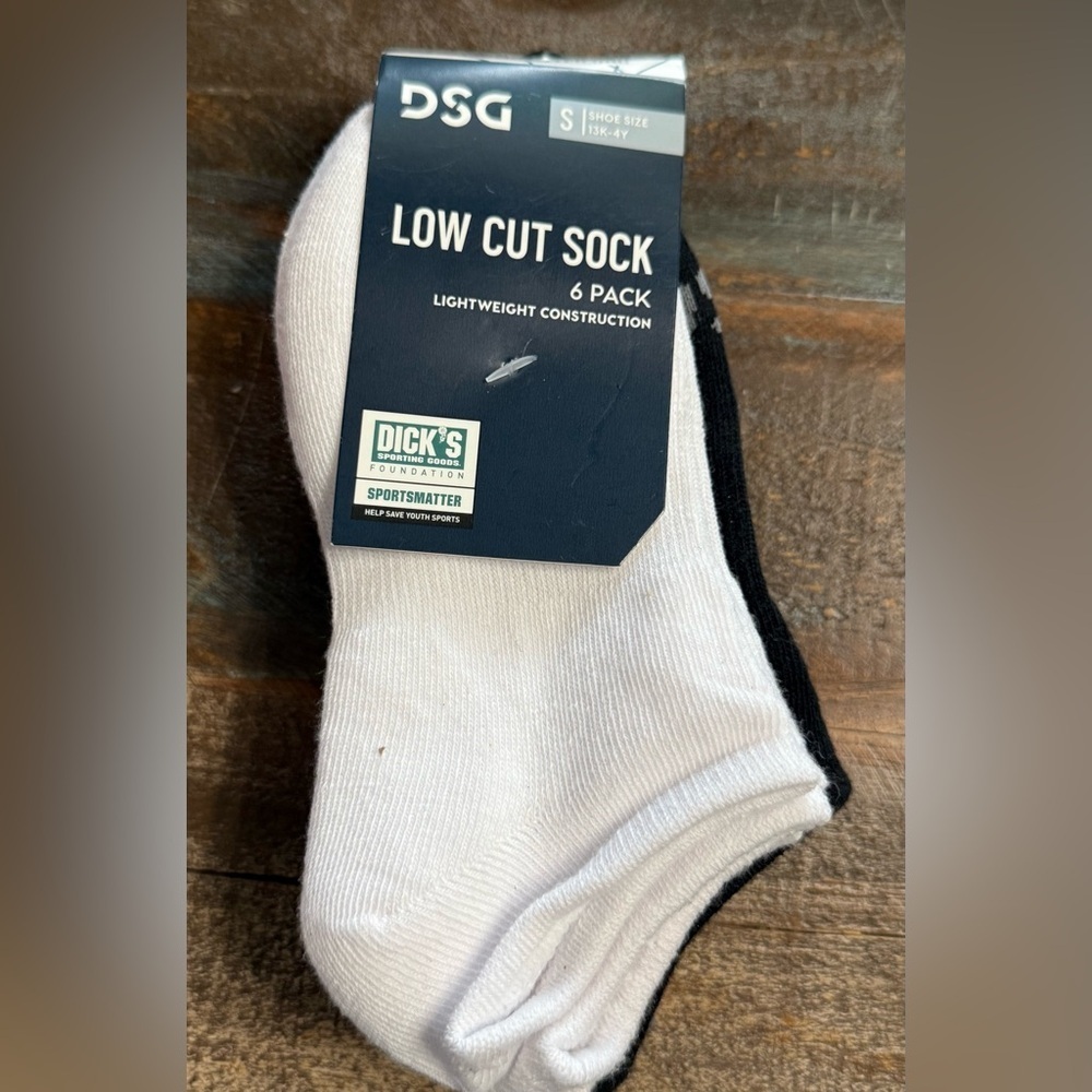 Ⓜ️DSG Low Cut Socks 6 Pk 13K-4Y Lightweight Athletic Socks Black White Gray NIP